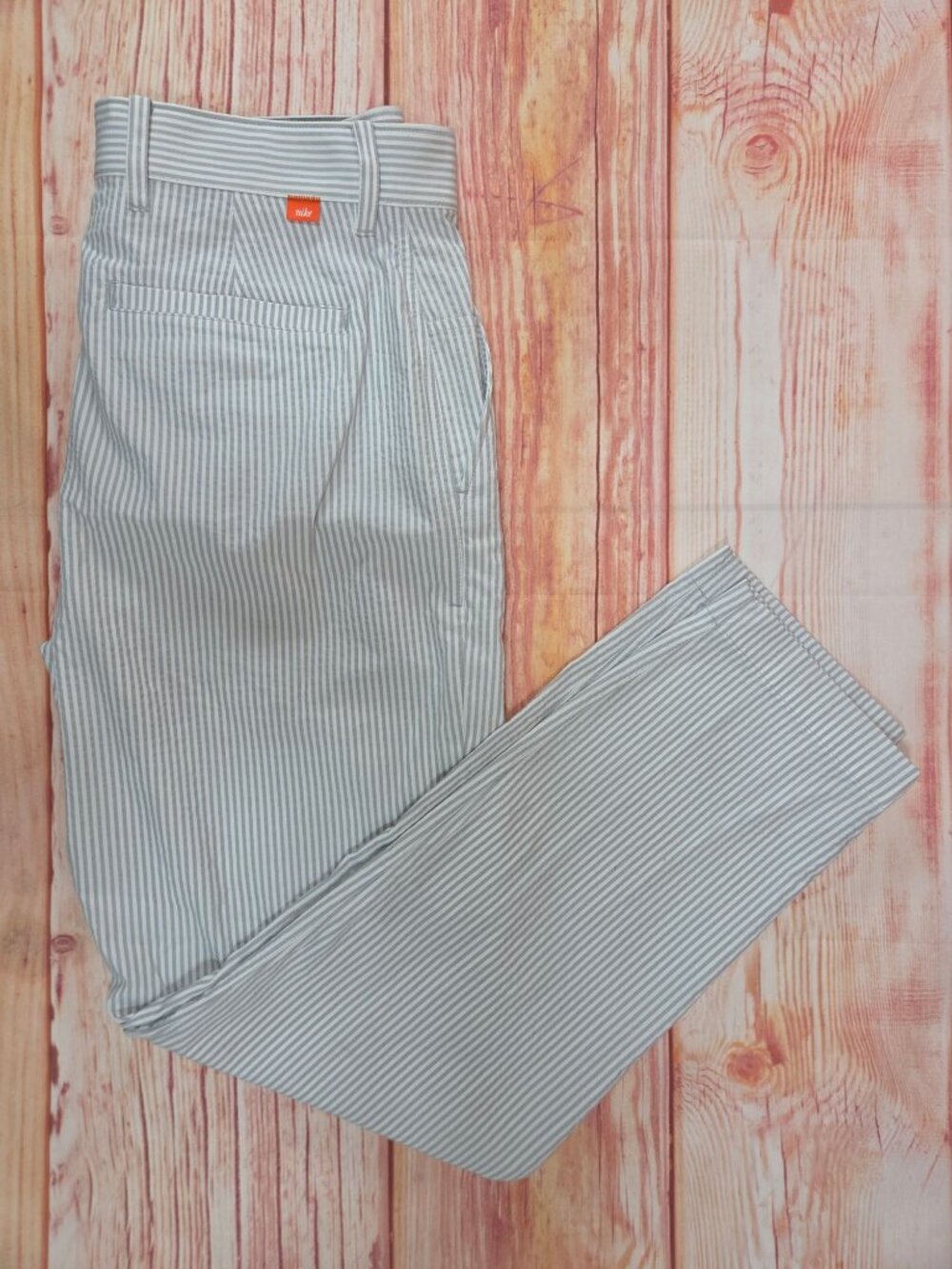 Nike Mens Dri-Fit Light Gray Striped Pants Size 32x30